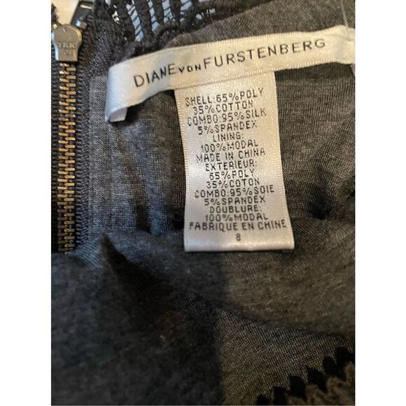 NWT Diane Von Furstenberg Caritan Long Sleeve Lace Mini Gray Dress 6 - Picture 12 of 14